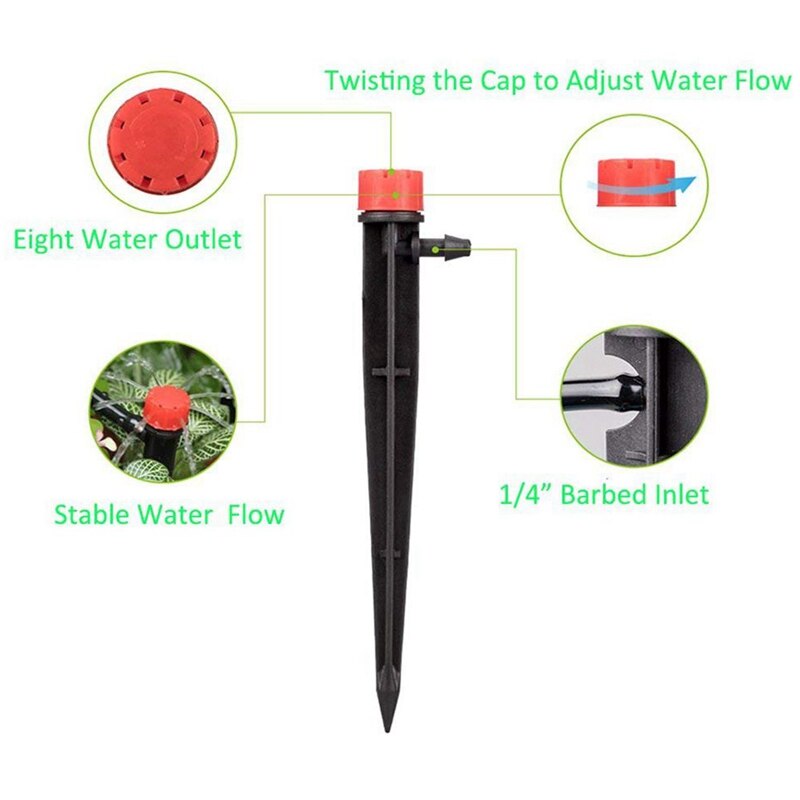2 Set Adjustable Irrigation Drippers Micro-Sprinklers Heads 1/4 Inch Drip Watering Kits, 1 Set 101 Pcs & 1 Set 151 Pcs