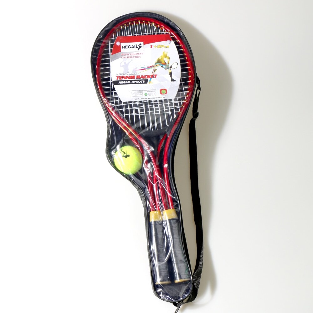 Regail 2 Stks/set Tiener Tennisracket Chindren Voor Training Tennis Fijne Materiaal Tennis String Met Training Bal: Rood