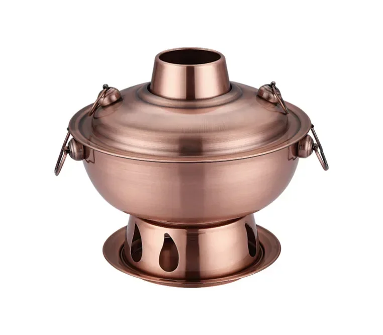 1,8 liter roestvrijstalen hete pot, Chinese fondue lam Chinese houtskool hotpot buitenfornuis picknickfornuis: YELLOW