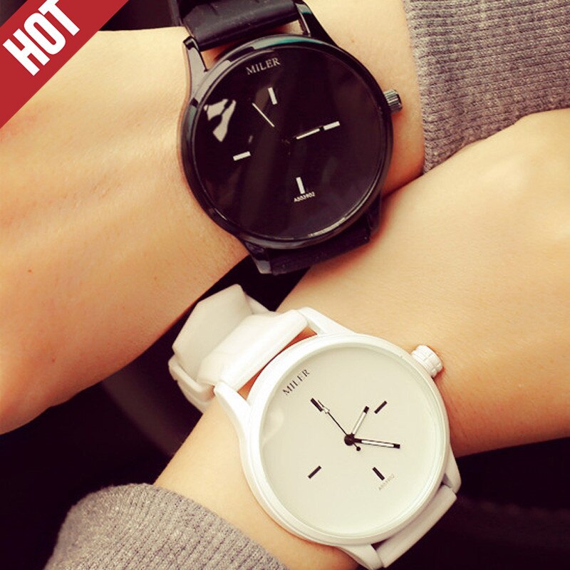 Verkoop Unisex Mannen Vrouwen Liefhebbers Quartz Horloges Siliconen Paar Grote Wijzerplaat Horloge Zegarek Damski Reloj # een