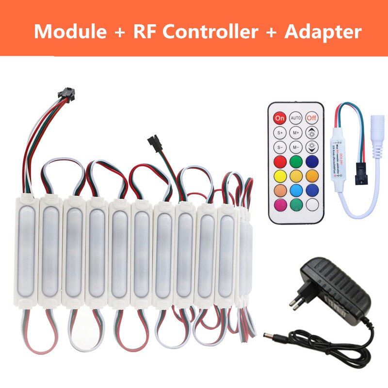 style WS2811 Pixel LED Module Lighting 12V IP68 Waterproof COB Digital RGB Led Modules Advertising sign lamp Strip Light: 21key RF Module Set