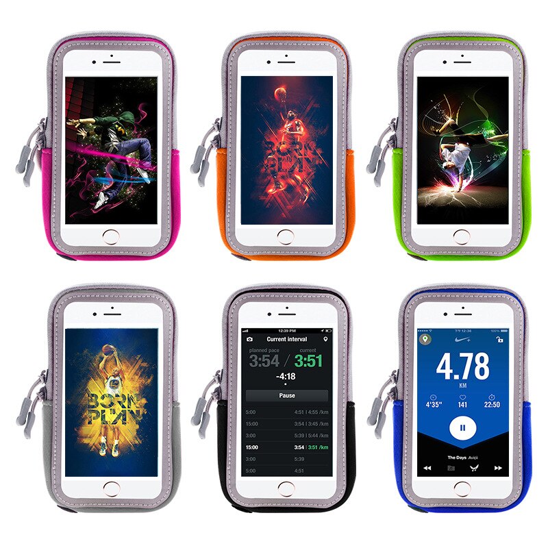 Cell Phone Holder Case Arm Band Strap with Zipper Pouch/Mobile Exercise Running Workout for Apple iPhone 6 7 8 iPod Touch