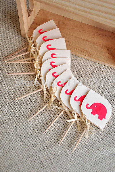 Genderneutraal Baby Shower Decoraties-Olifant Cupcake Toppers picks Verjaardag Cupcake Topper, bruiloft taart topper24pcs