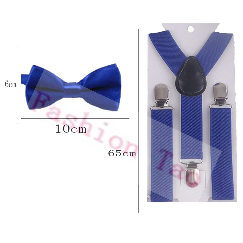 2 PCS Royal Blue Kleur Kids Bowtie Vlinder strikje Bretels Bretels Sets Bruiloft Accessoires Wtr0003a10
