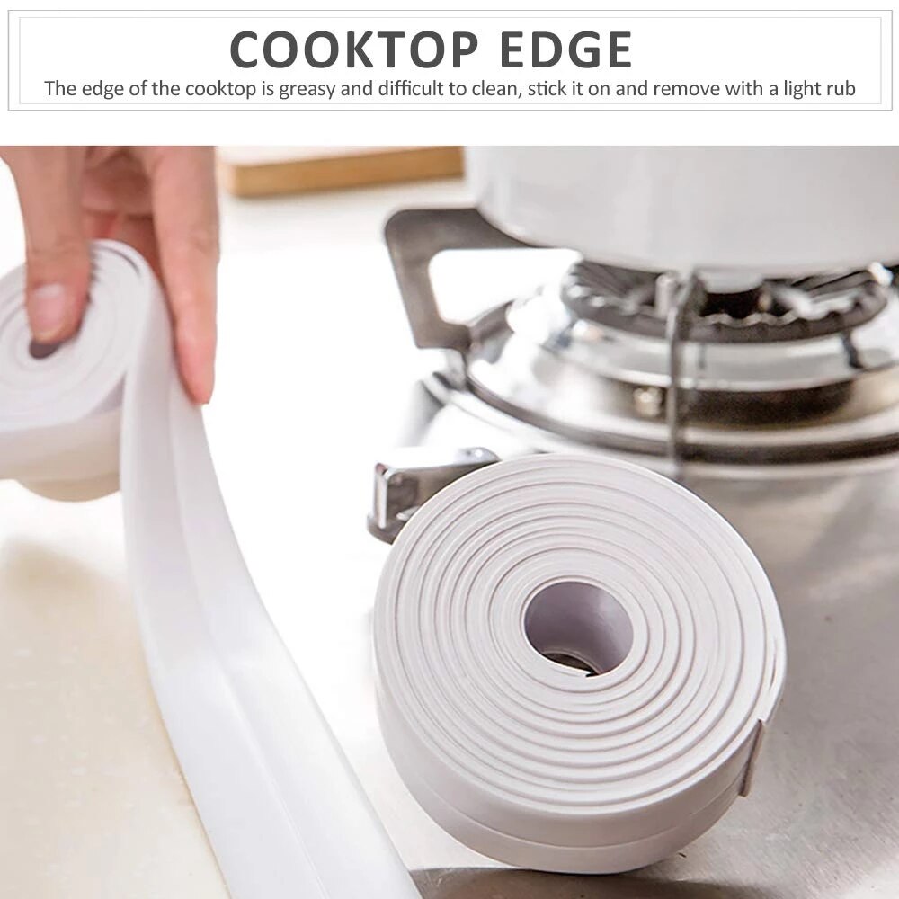 PVC Waterproof Wall Sticker Self Adhesive Sink Stove Crack Strip Kitchen Bathroom Bathtub Corner Sealant Sink Edge Tape