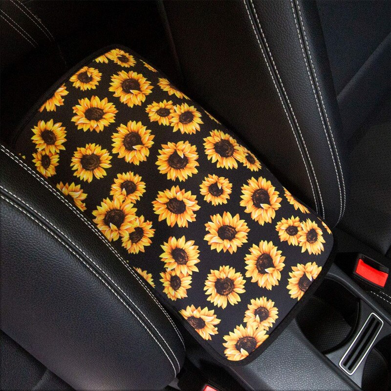 Sunflower Armrest Cover Pad For Car Universal Comfort Center Console Car Armrest Cushion Stylish Armrest Cover Auto Accessories