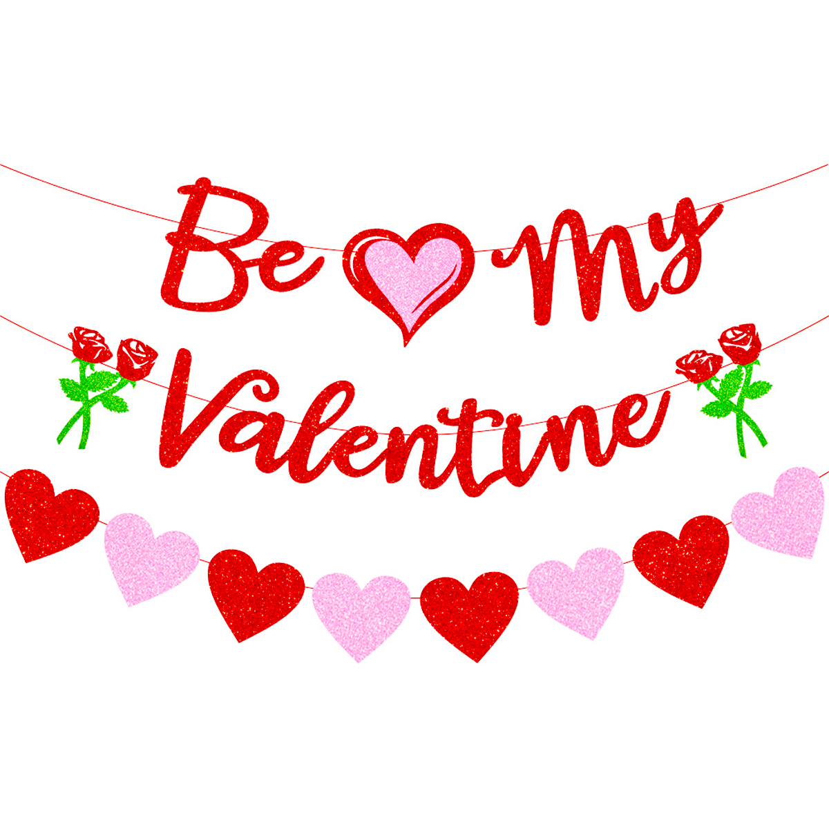 Valentijnsdag Decoraties Flash Banners Worden Mijn Valentine Glitter Hart Krans Foto Props Valentines Party Diy Decor Levert: Default Title