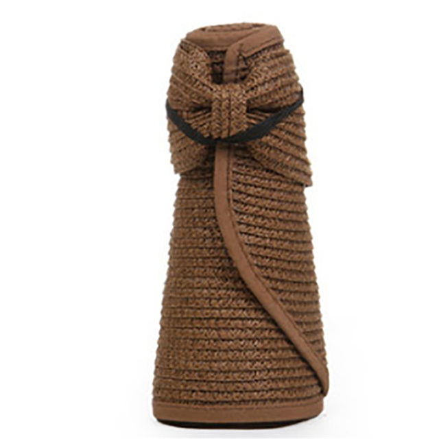 Vrouwen Zomer Vizieren Hoed Opvouwbare Zonnehoed Breed Grote Rand Strand Hoeden Stro Hoed Chapeau Femme Strand Uv-bescherming Caps: Deep coffee