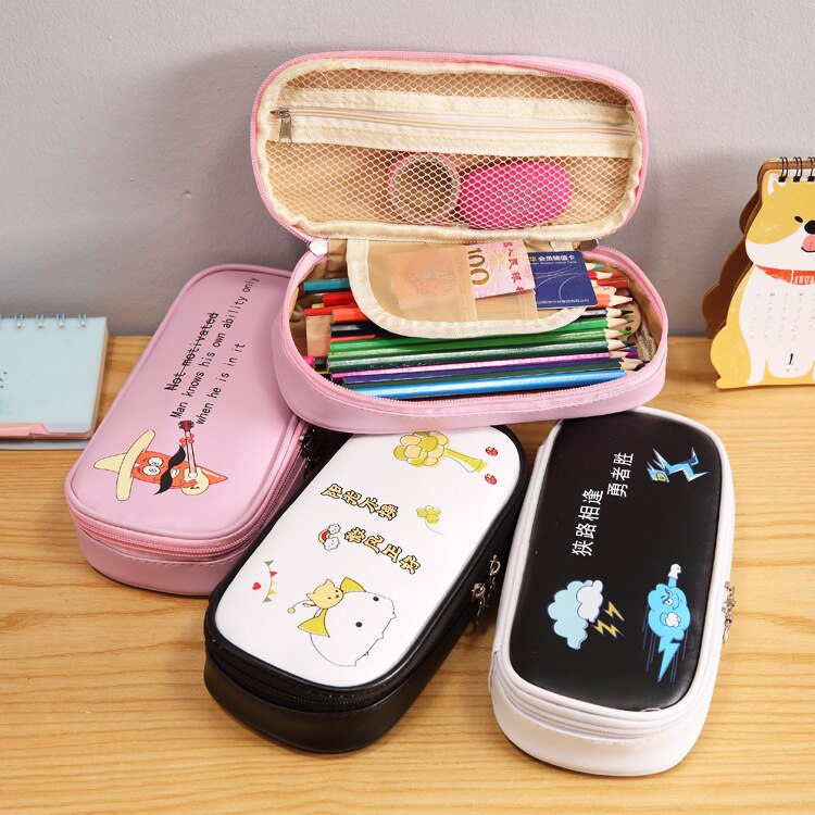 1 Uds Kawaii lápiz caso de texto Simple Estuches la escuela caja de lápices estuche lápiz artículos para la mochila del colegio de papelería