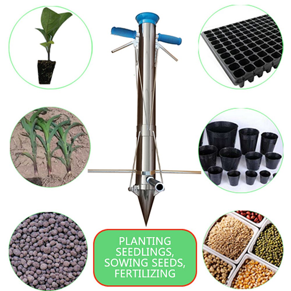 Multifunction Seedling Planting Machine Seedling Transplanter Single Handle Double Cable Farmer Vegetable Push Planter