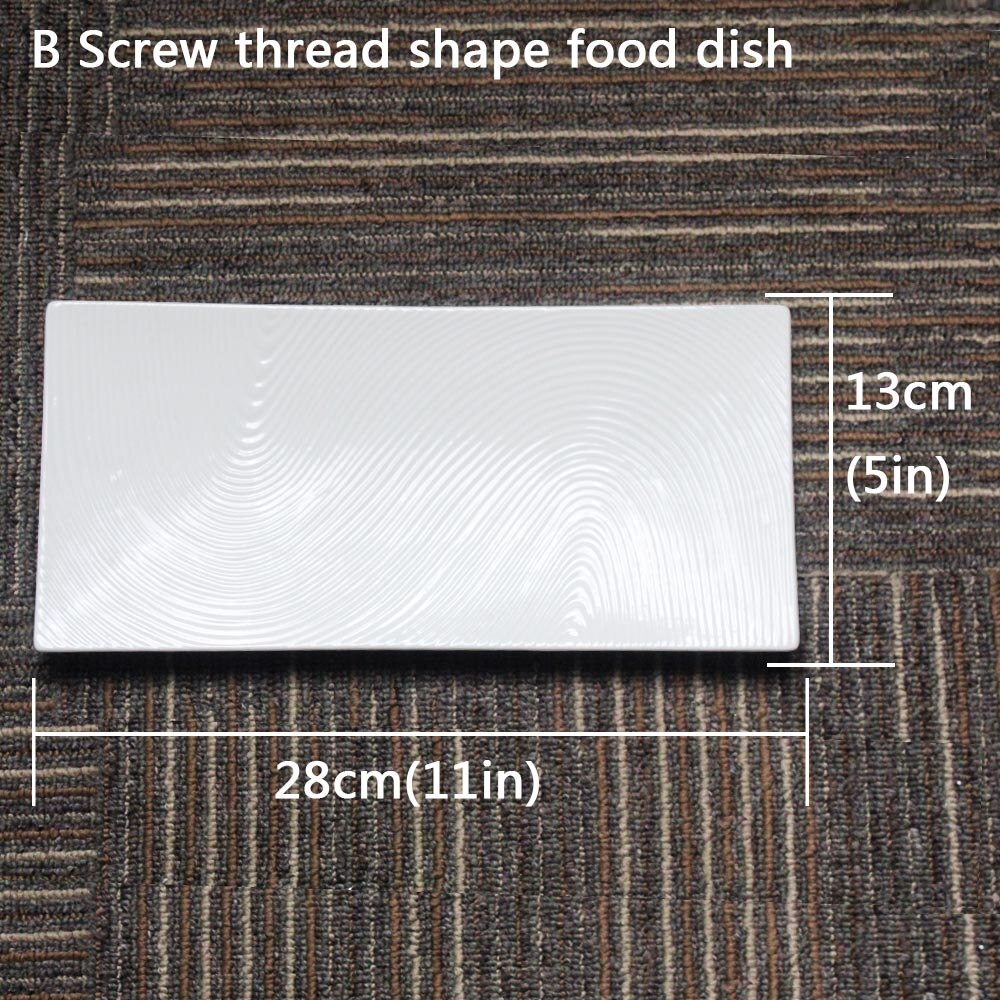 Simple Dinner Plate White Porcelain Rectangle Dish Western Food Family Tableware Platter Ceramic Plate Dining Room