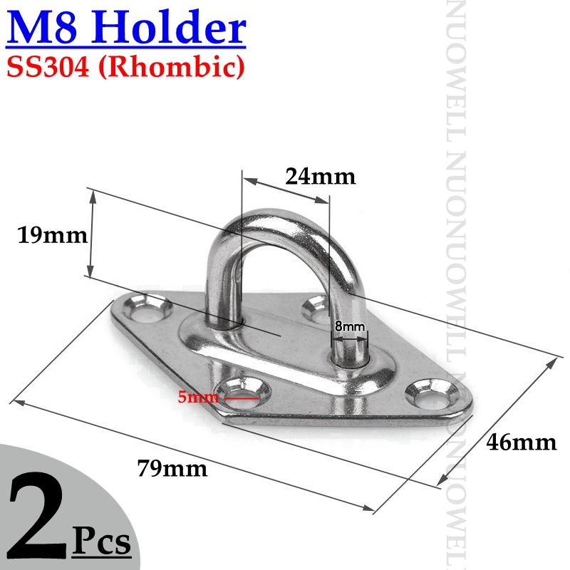 2Pcs M5 M6 M8 304 Rvs Houder Touw Haak Sluiting Connectors Deur Bout Haak Zonnescherm Netto Dekzeil Installatie onderdelen: M8 Rhombic