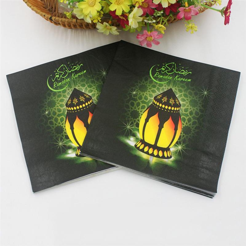 40pcs Ramadan Servetten Kleurrijke Wegwerp Arabische Stijl Print Papieren Handdoek Servetten Tissue voor Party Festival