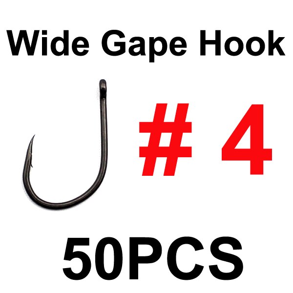50 xptfe coated wide gape karpe fiskekroge kurve skaft carbon stål krog mikro modhager feeder karpekrog pop up majs rig japan: 50 stk størrelse 4