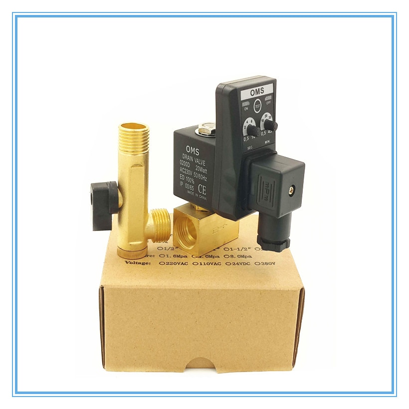 G1/2" Electronic Timed Drain Valve AC220V Mayitr Air Compressor Gas Tank Automatic 2-way Drain Valve 1.6Mpa