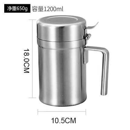 304 Roestvrij Staal Olie Container Keeper Lekvrij Handvat Controlerende Fles Pot Levert Huishoudelijke Met Cover Voor Keuken Gereedschap: Large 1200ml