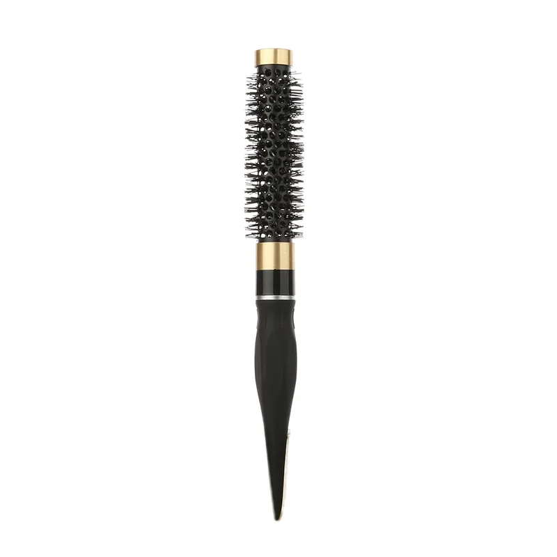 Hair Styling Hair Brush Nylon Comb Cylinder Curly Hair Rolling Comb Thermal Aluminum Tube Round Barrel Hair Comb Salon Tool: green