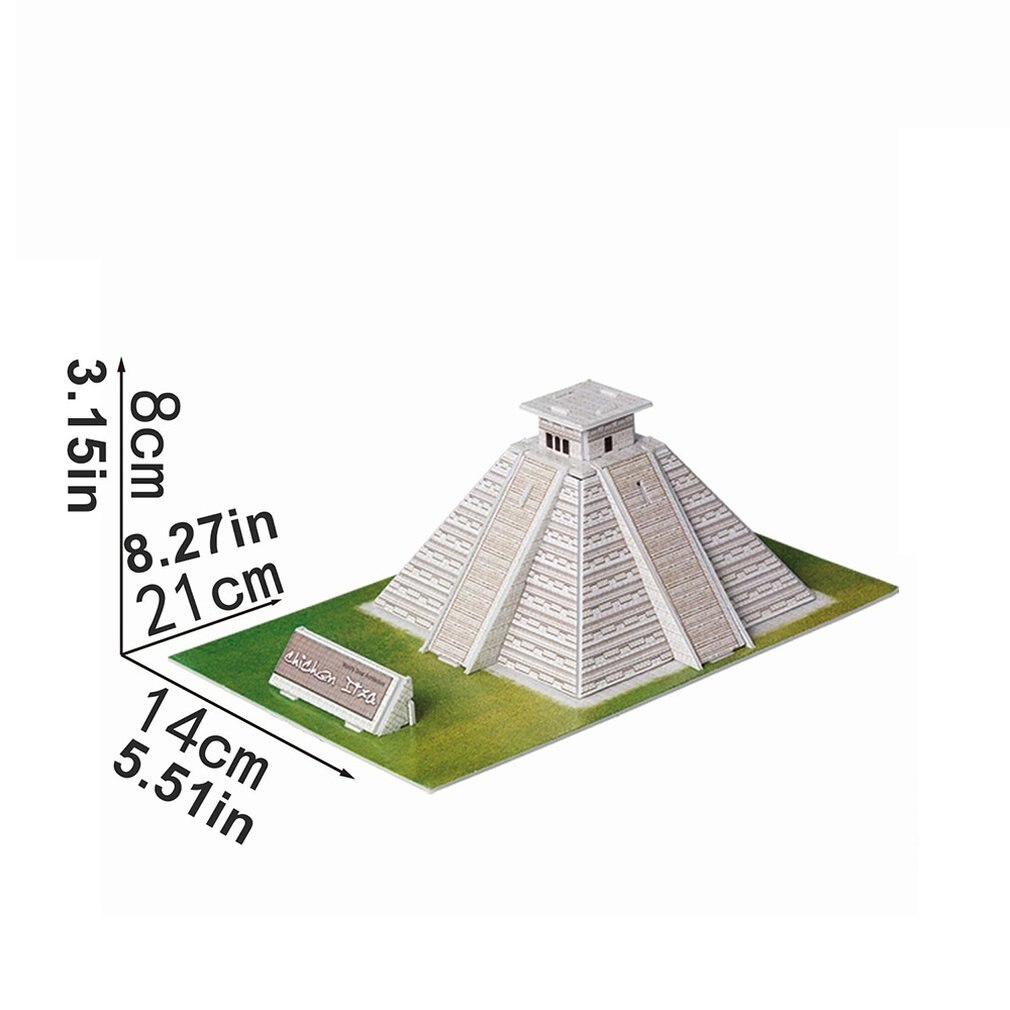 Mini Magic world Architecture Eiffel Tower Statue of Liberty card paper 3D Puzzle building models Educational Toys Kids: Mayan Pyramid