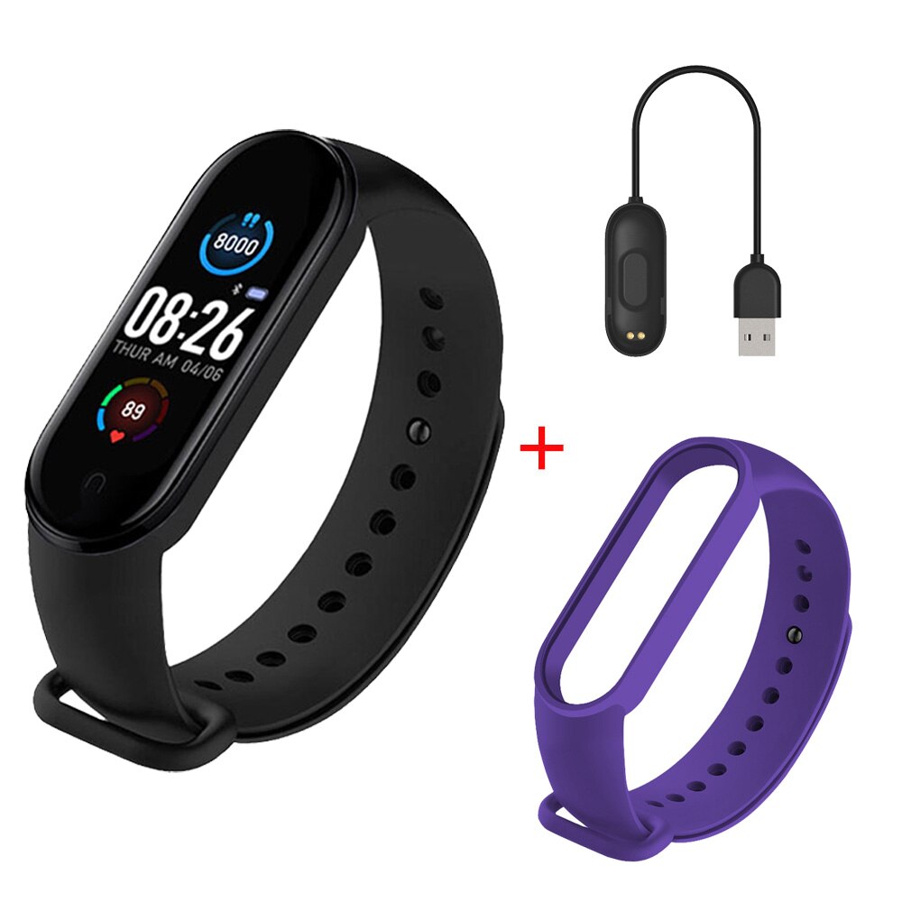 Smart Horloge Vrouwen Mannelijke Fitness Tracker Bloeddruk Smartwatch Mannen Sport Horloges Valentijnsdag Cadeau Voor Vrouw: Purple Black