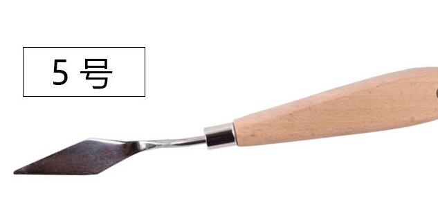 Paleta de cuchillos de para pintar espátula de acero inoxidable, mango de madera, suministros de arte para artista, pintura al óleo de lona, mezcla de colores: 5
