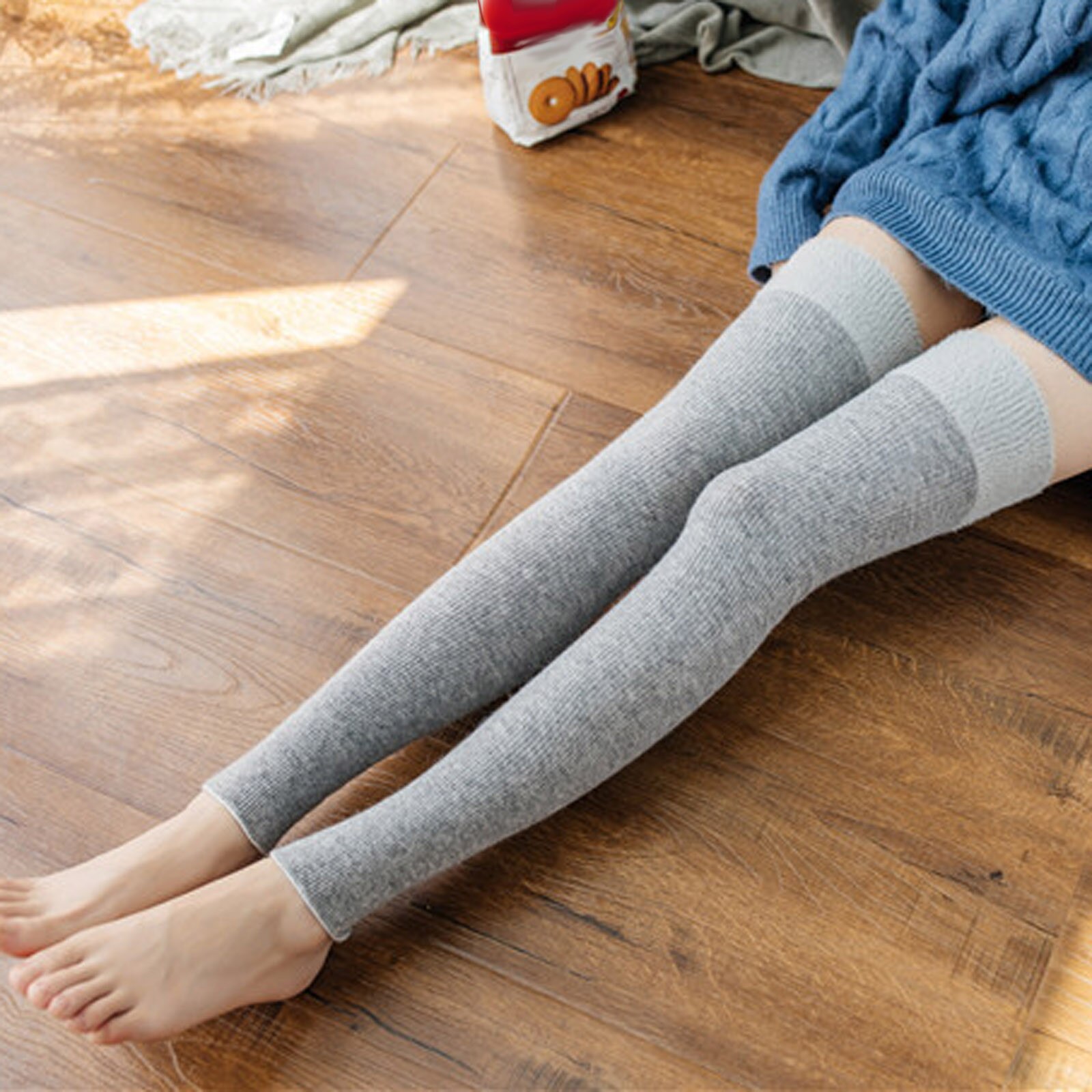 Winter Leggings Socks Women Keep Warm Splicing Socks Knitting Anklets Leggings Socks Warmers Cable Knit Knitted Crochet Leg: A Gray 