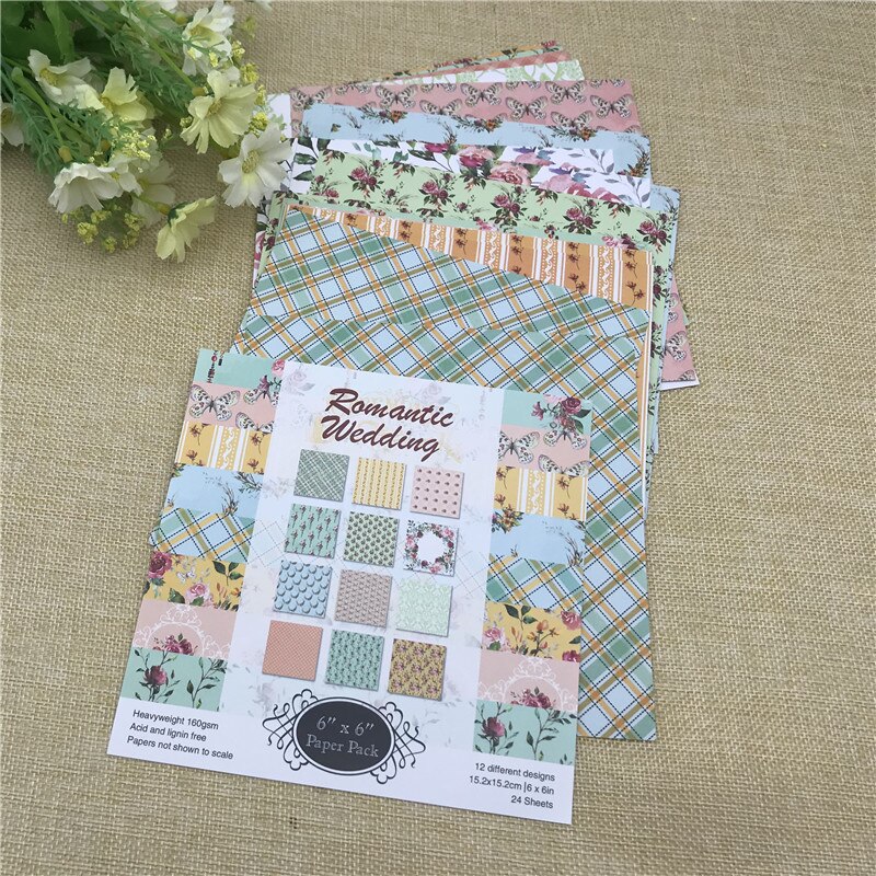 6 &quot;X 6&quot; Romantische Bruiloft gedessineerde papier Scrapbooking papier pack handgemaakte ambachtelijke papier ambachtelijke Achtergrond pad