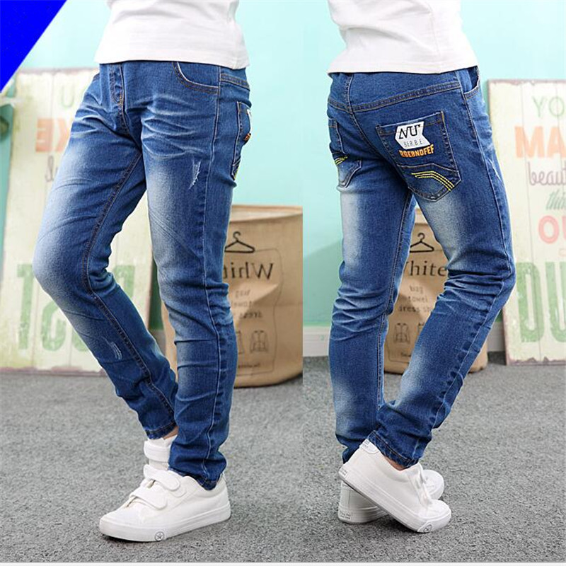 Lente Kinderkleding Jongens Jeans Grote Maagd Casual Kids Broek Lange Broek Mode Ban Kleur Rits Voeten broek