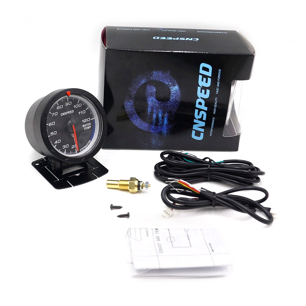 CNSPEED 60mm Water Temperature Gauge 20-120 Celsius with 1 / 8NPT Water Temperature Seal Pipe Sensor Adapter