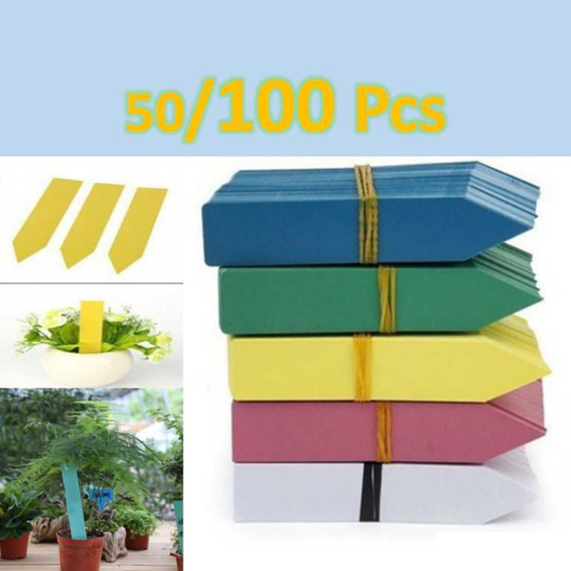 100/20 Pcs Gardening Plant Label Waterproof Plant Markers Plastic Insert Ground Card T shaped Plant Sign