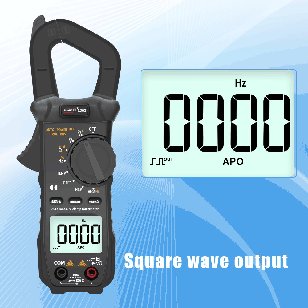 WinAPEX Portable Digital Current Clamp Meter 6000 Counts Pocket Clamp Multimeter Pliers Ammeter with Square Waves Output