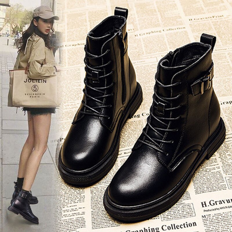 Femmes poche botte dames bottines femme boucle sangle noir grosse semelle pochette bottines femme plate-forme chaussure C330