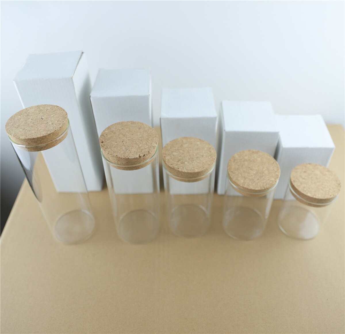 4 Stks/partij Dikke Glazen Fles 65Mm Kurk Spice Flessen Container Potten Flesjes Diy Craft Keuken Opslag Flessen