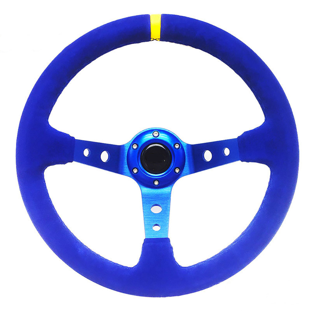 Modifica accessori per auto volante universale Strumenti per volante in pelle scamosciata concava profonda da 14 pollici 350 mm in pelle smerigliata: Avorio