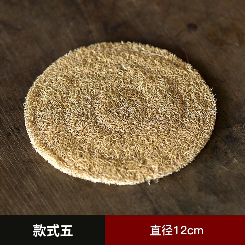 Japanse Absorberende Loofah Spons Pot Coaster Paars Zand Pot Kung Fu Theeceremonie Thee Set Accessoires Rotan Pot Dienblad Thee mat: 12.0cm 3pcs