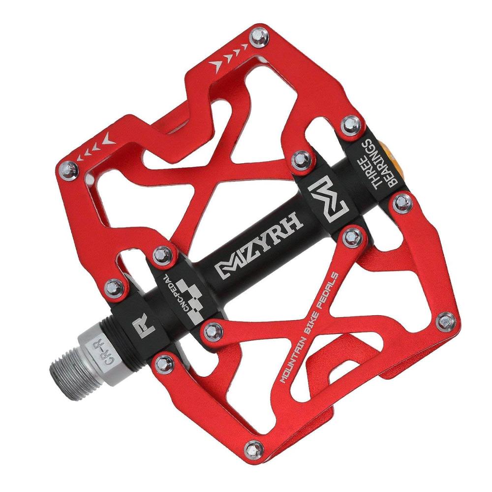 Mzyrh mountain mtb cykel brede pedaler 9/16 "cykling forseglet 3 lejepedaler cnc bearbejdet smurt forseglet bærende platform pedaler: Rød