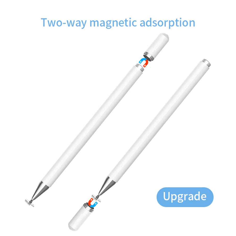Universal stylus s pen berøringsskærm diskspids smart kapacitiv pencil draw erstatning metal magnetisk hætte til ipad tablet hvid