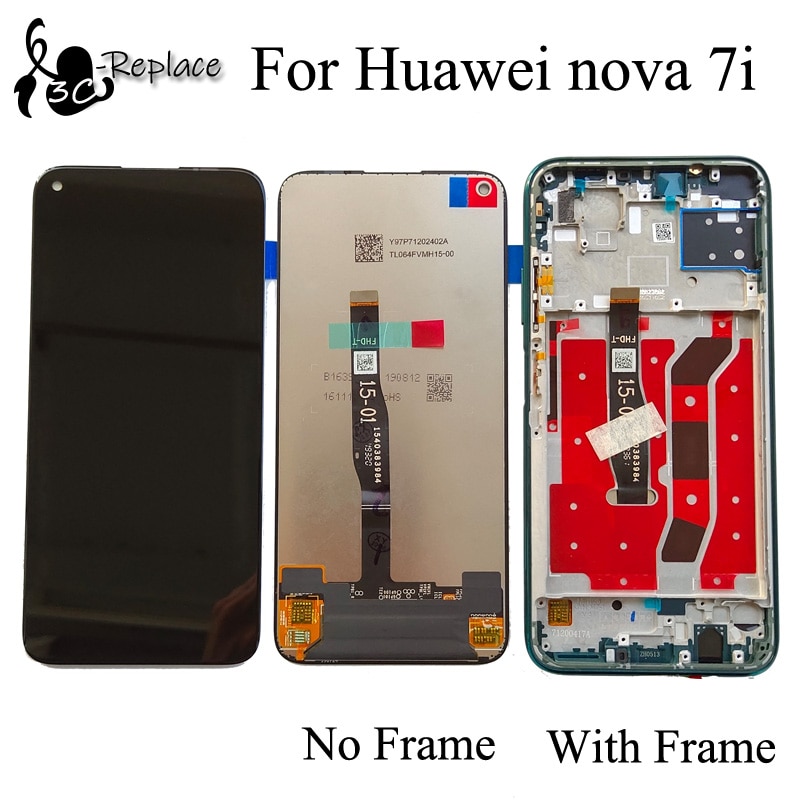 Original 6.4 ” For Hua wei Nova 7i JNY-LX2 JNY-L21A JNY-L21B JNY-L22A LCD Display Touch Screen Digitizer Assembly / With Frame