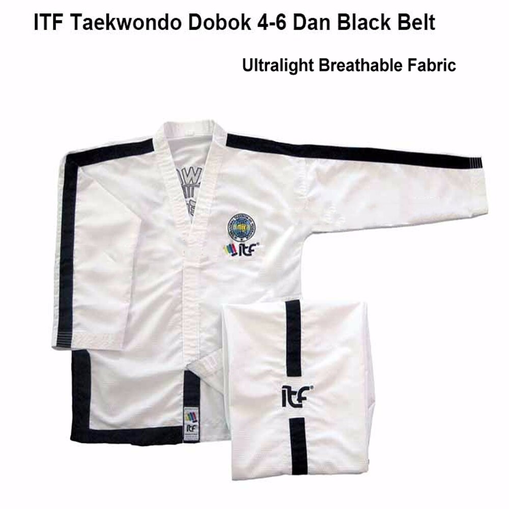 Ultralight Ademend Itf Taekwondo Assistance Uniform Master Kimono Taekwondo Pak Doboks Met Borduurwerk 1-6 dan