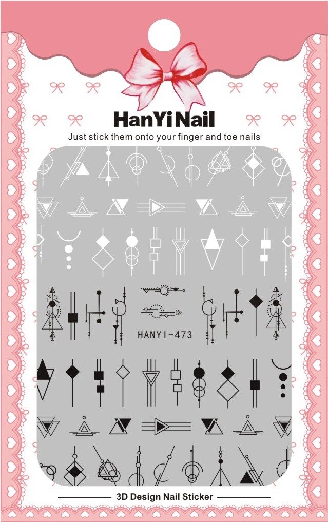 3D Nail Art Sticker Voor Manicure Decoratie Zwart Goud Kleuren Geometrische Lijnen Bladeren Ultra Dunne Slider Nail Lijm HY004