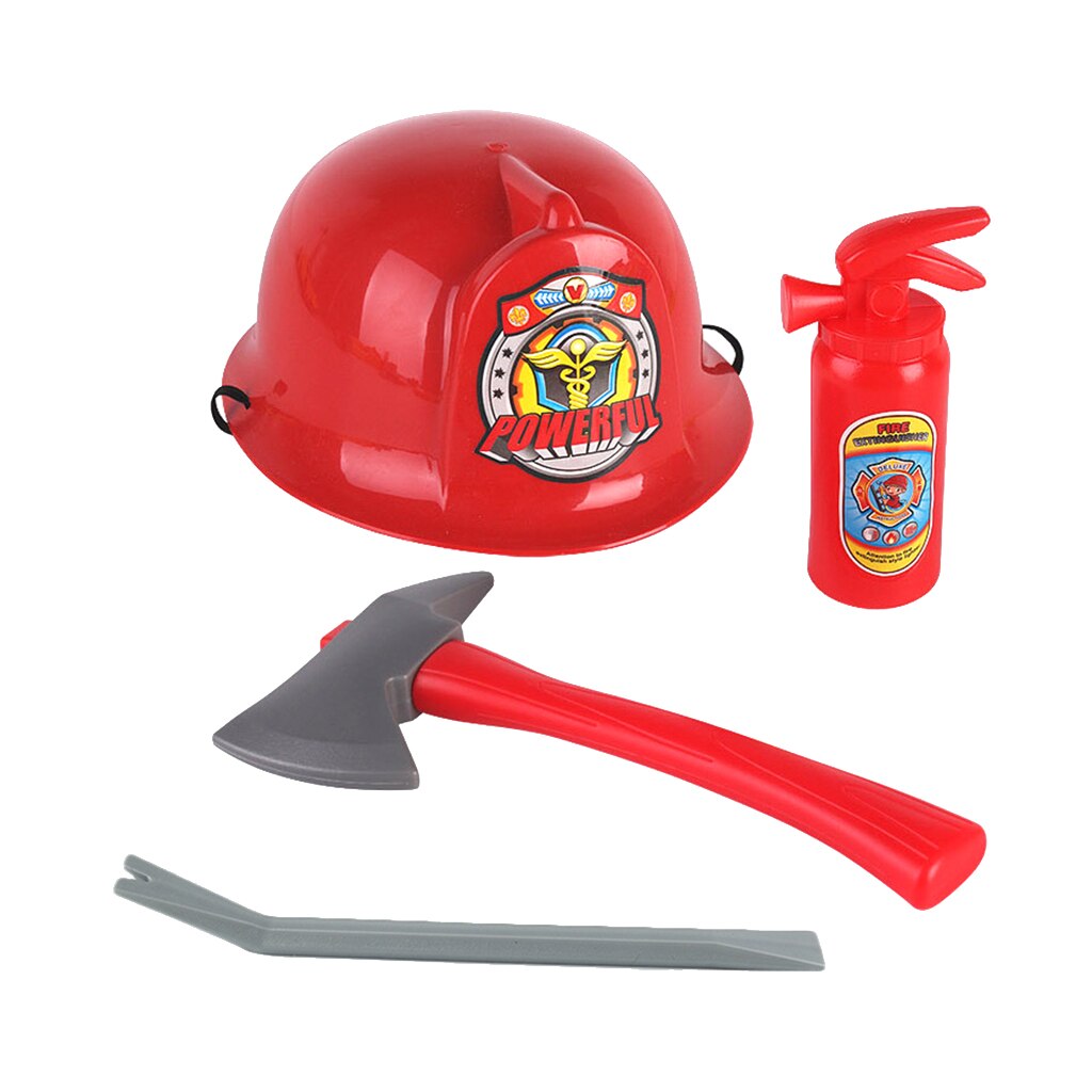 Fireman Helmet with Pretend Play Tools Halloween Fancy Dress Set For Kids