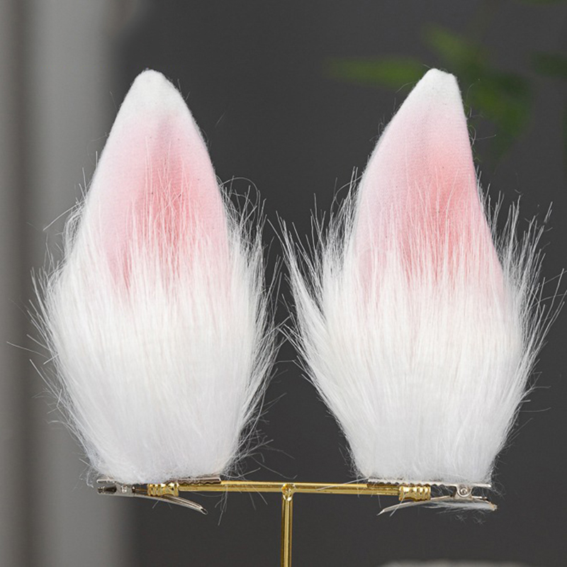 Pinzas para el pelo con Orejas de conejo de peluche para mujer y niña, horquillas largas y esponjosas de estilo japonés, accesorios para el cabello de conejito para de Cosplay, 2 uds.