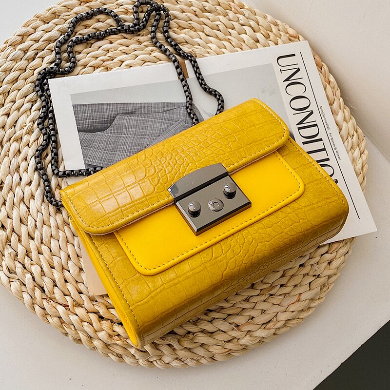 Krokodillenpatroon vierkante crossbody tas zomer pu leren dames handtas ketting schoudertas messenger bag