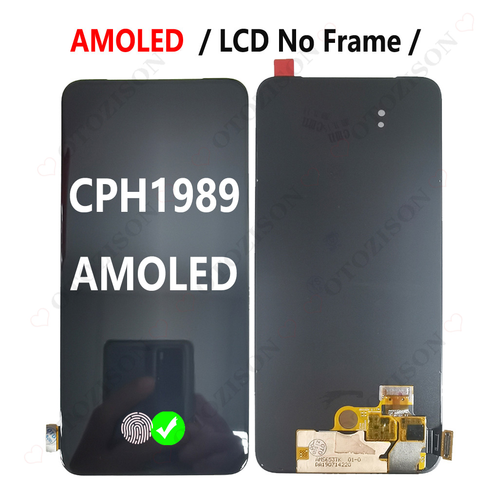 AMOLED LCD Mit Rahmen Für OPPO Reno 2F Reno2 F CPH1989 Anzeige Bildschirm berühren Digitizer Sensor Montage Reno2F LCD Ersatz: himmelblau
