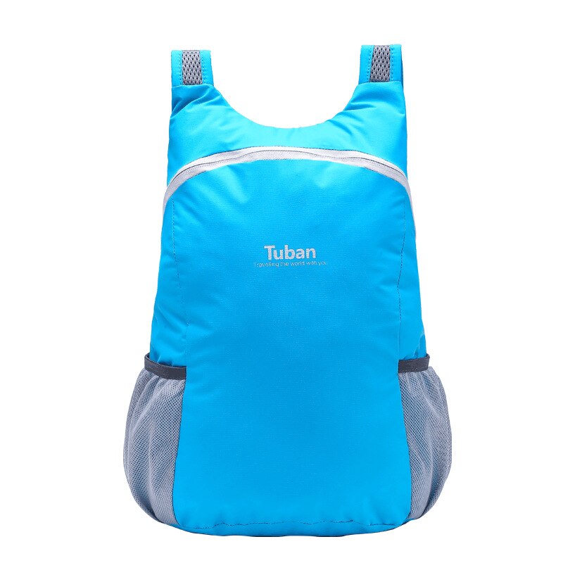 Tuban letvægts nylon sammenklappelig rygsæk vandtæt rygsæk foldetaske bærbar pakke til kvinder mænd travelmochila mujer: Himmelblå