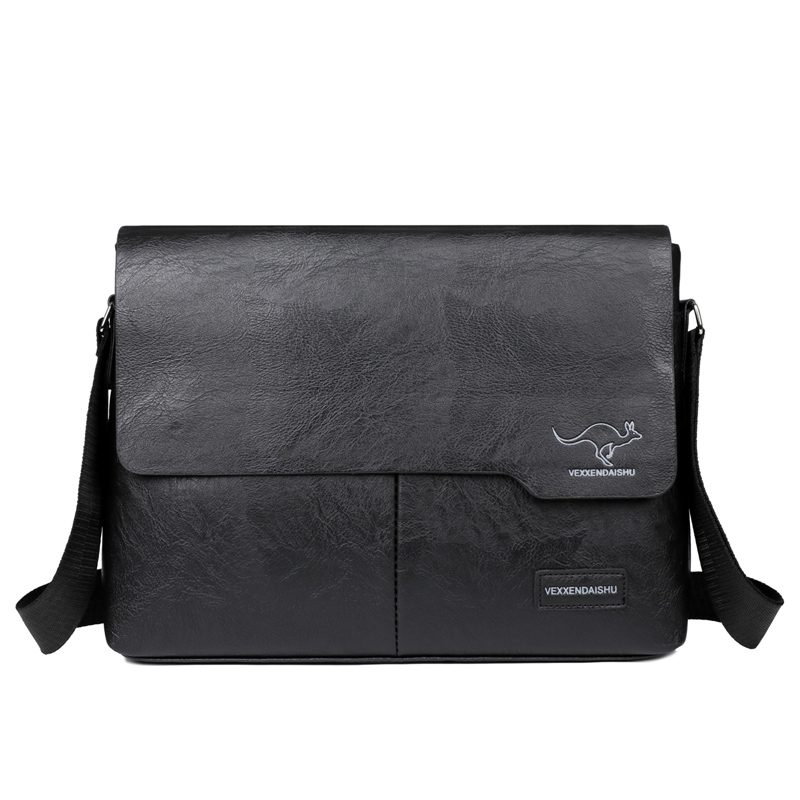 Heren Schoudertas Voor Ipad Lederen Zakelijke Handtas Mannen Messenger Bag Grote Zijsling Tas Mode Man Crossbody Tas: Black