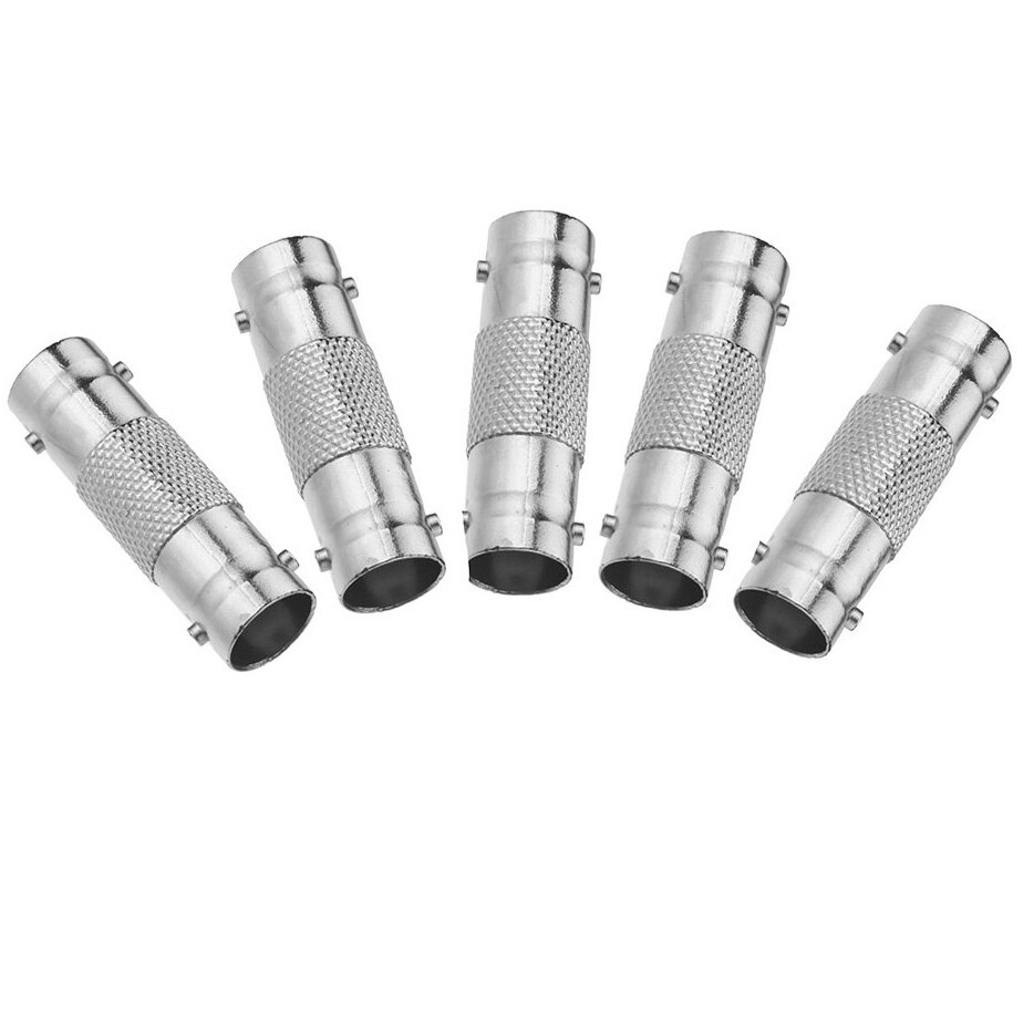 10Pcs BNC Female to BNC Female CCTV Security Camera Adapter Straight Connector for CCTV System silver