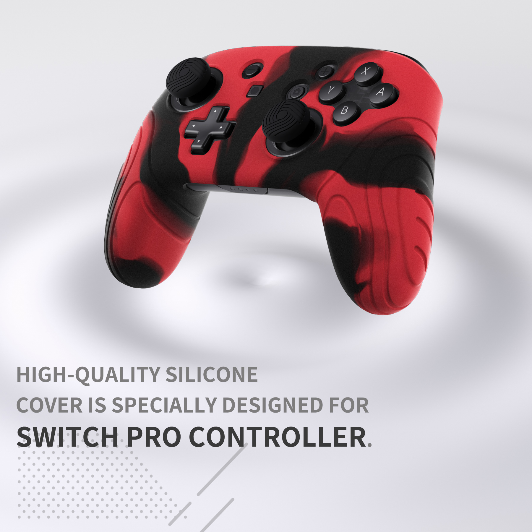 Playvital samurai edition ergonomische silikon hauts chutz hülle mit daumen griffen für nintendo switch pro-rot schwarz
