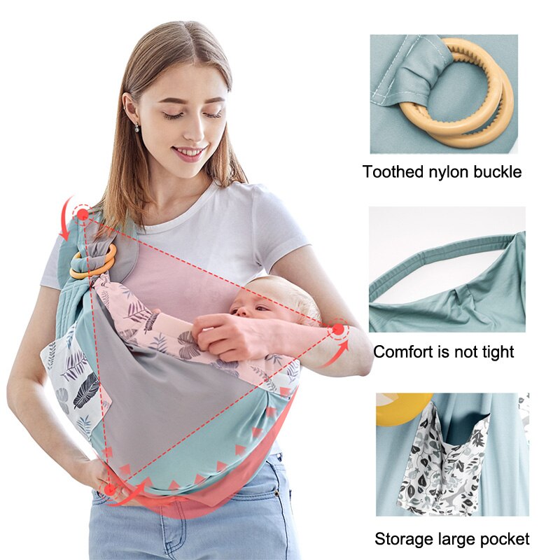 SeckinDogan Baby Carriers Cotton Wrap Sling Carrier Newborn Safety Ring Kerchief Baby Carrier Comfortable Infant Kangaroo Bag