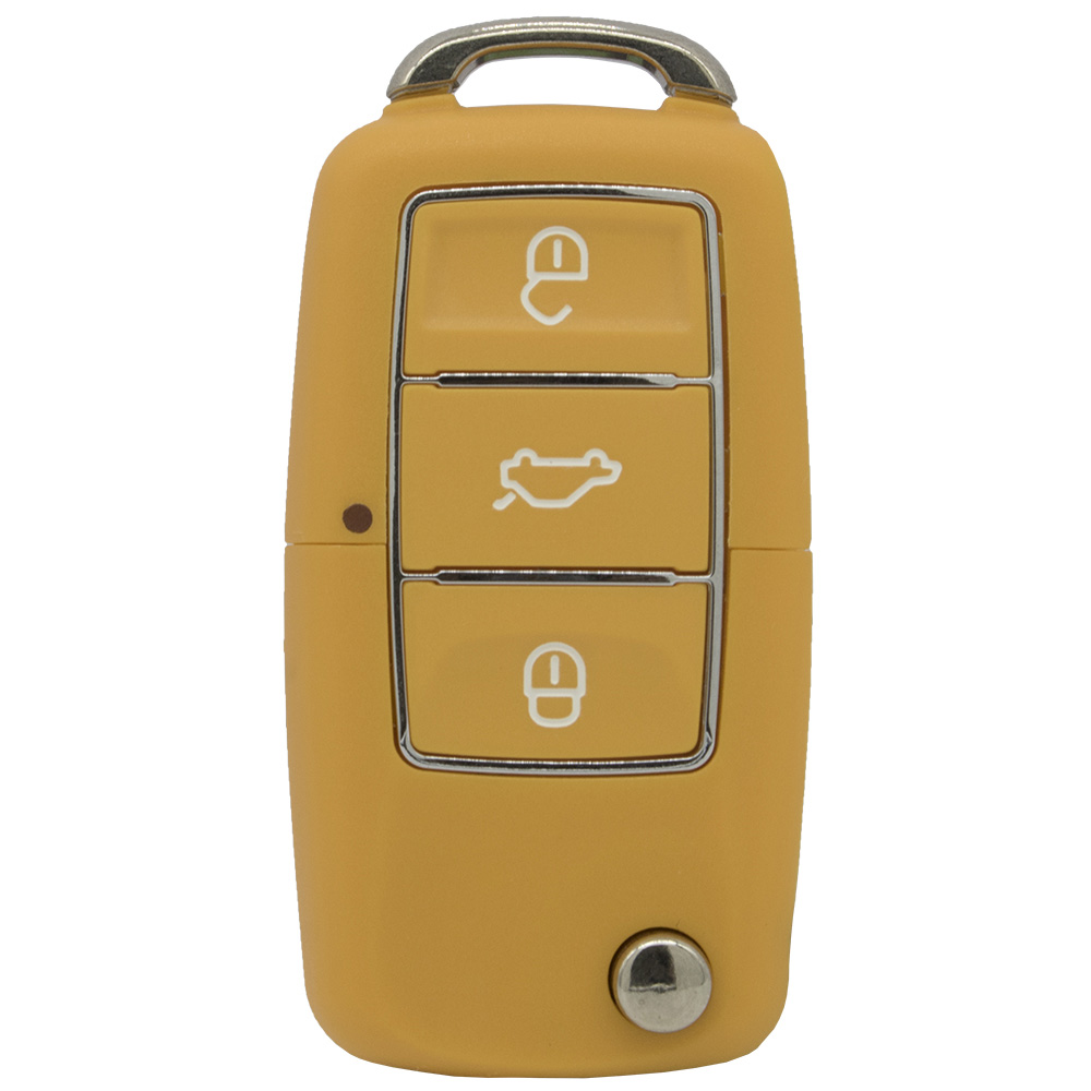 WhatsKey Auto afstandsbediening Sleutels Shell Voor Volkswagen Skoda Seat Golf Jetta Beetle Polo Bora Passat Voor VW 3 Button Vervanging flip Sleutel: Yellow