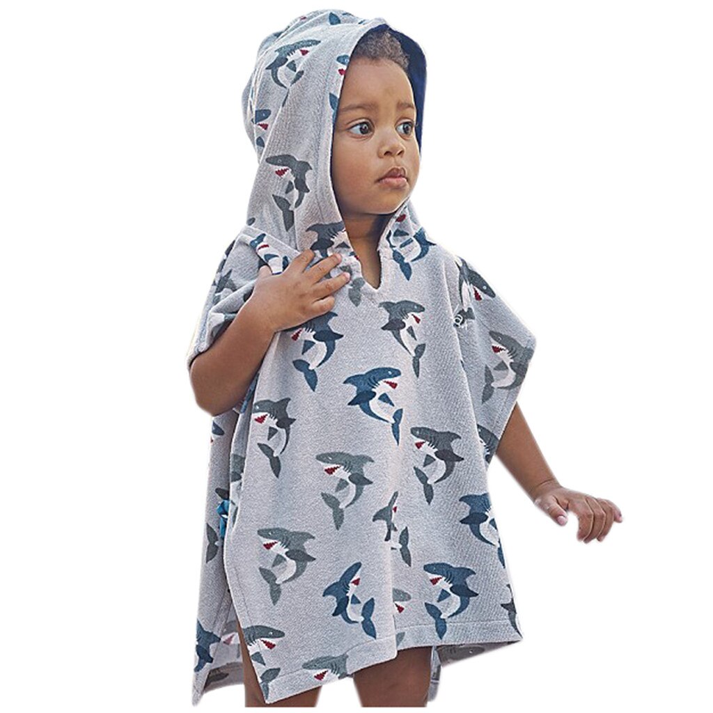 Arloneet gutt jente låve Strand bading hette tegneserie hai håndkle poncho skifte kappe baby jente gensere takrenne hettegenser aug